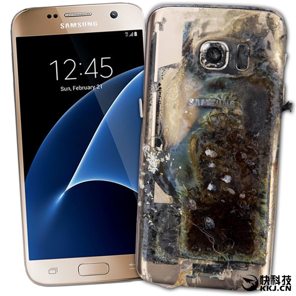 英國一臺三星S7未充電突然自爆：濃煙滾滾如燒烤