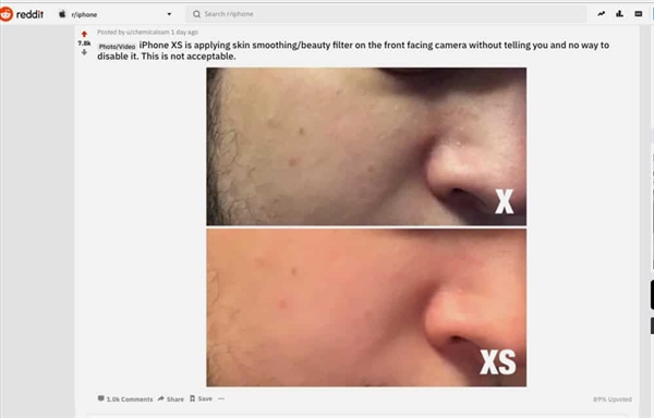 蘋果iPhone XS深陷“美顏門”：老外吐槽自拍太假