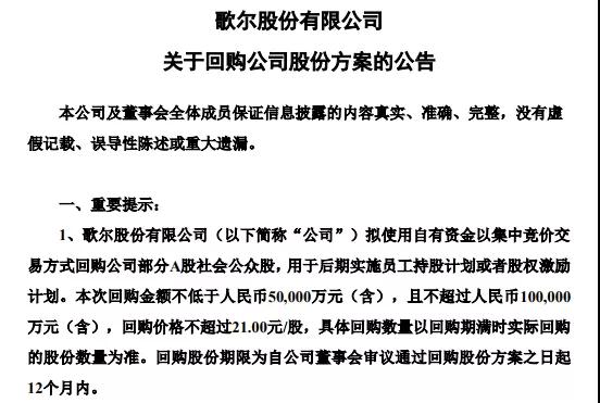 歌爾股份股價翻2.5倍的背后：回購股份被疑為配合大股東減持套現(xiàn)